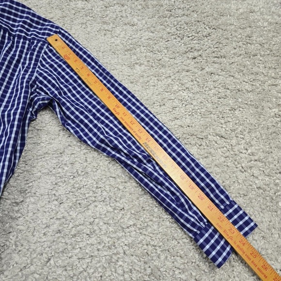 7 Diamonds Shirt Mens Large Purple Plaid Button Up Long Sleeve Cotton Office - Picture 11 of 12